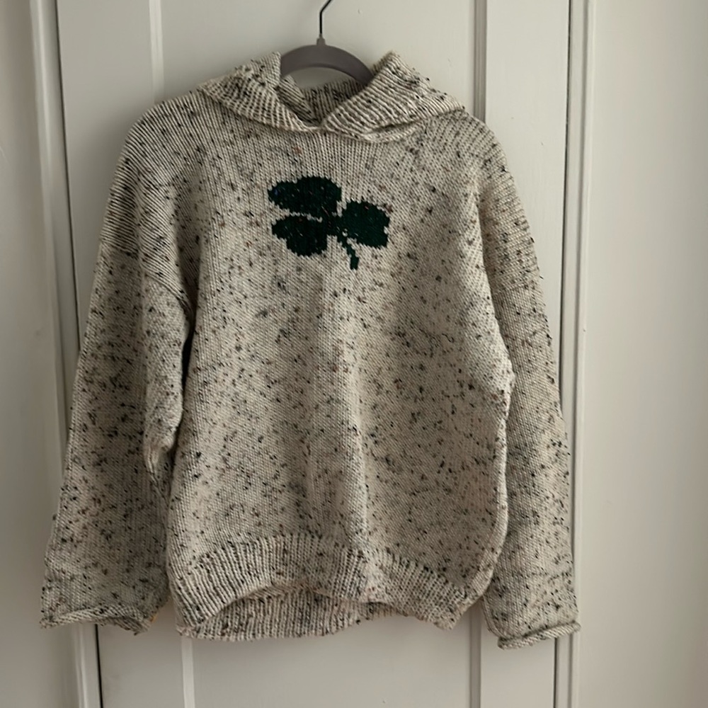 Hand Knit Irish Shamrock Sweatshirt
